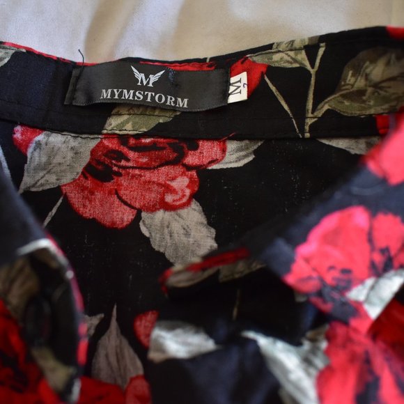 MYMSTORM Red Rose Button Down Shirt - Picture 3 of 3